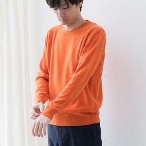 カシミヤ ニット セーター度詰 カシミヤ （キャロット）男性用サイズ:LL(46)≪白田のカシミヤ≫