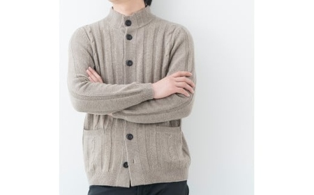 カシミヤ ジャケット カーディガン 男性用サイズ:L(44)カシミヤ(コルク)  ≪白田のカシミヤ≫ 