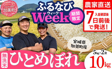 【ふるなびWEEK対象】無洗米 宮城県産 ひとめぼれ 10kg 令和7産 新米 FN-Limited-PR