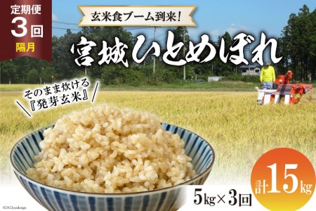 定期便 隔月 3ヶ月 簡単に炊ける 宮城県産 ひとめぼれ 発芽玄米 計15kg(5kg×3回) / 菅原商店 / 宮城県 加美町
