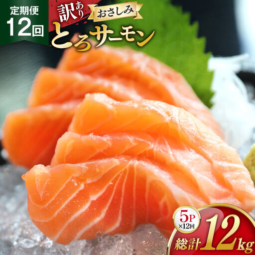 定期便 訳あり とろサーモン 刺身 5パック計1kg×12回 総計12kg 毎月 12回 定期 [たみこの海パック 宮城県 南三陸町 m304amh560077]