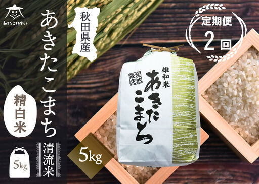 《定期便2ヶ月》あきたこまち 清流米 5kg【白米】 秋田市雄和産 [秋田県産 あきたこまち お米 精米 定期便 5kg 5キロ]