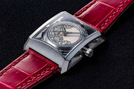 【ミナセ×JIKODO×秋田銀線細工】秋田県産高級腕時計 「サキホコル」シリーズ「桜見月(さくらみづき)」(1)ステンレスモデル VM07-LGIS01-SD