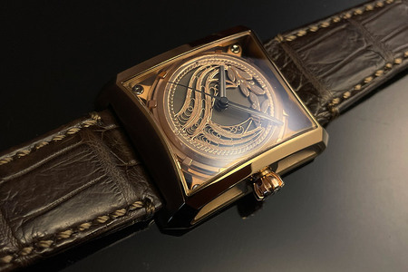 【ミナセ×JIKODO×秋田銀線細工】秋田県産高級腕時計 「サキホコル」シリーズ「稲鳳（いなほ）」（３）ステンレス＋ブロンズコーティングモデル VM03-LGIS03-SD