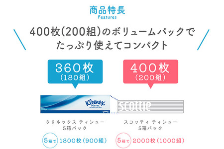 《3ヶ月ごとに4回お届け》定期便  ティッシュペーパー スコッティ ティシュー 5箱×1パック 秋田市オリジナル 最短翌日発送