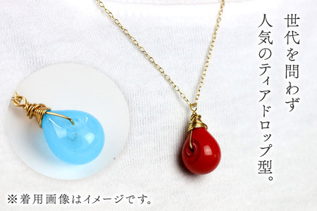 しずくネックレス 【ライトターコイズ】ガラスジュエリー Glass Jewelry grain アクセサリー 秋田