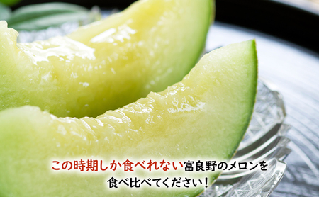 【2026年夏発送】 メロン 甘い！富良野メロン 食べ比べ 赤肉・青肉セット 計2玉　北海道 ふらの めろん 果物 フルーツ 甘い ジューシー セット 数量限定