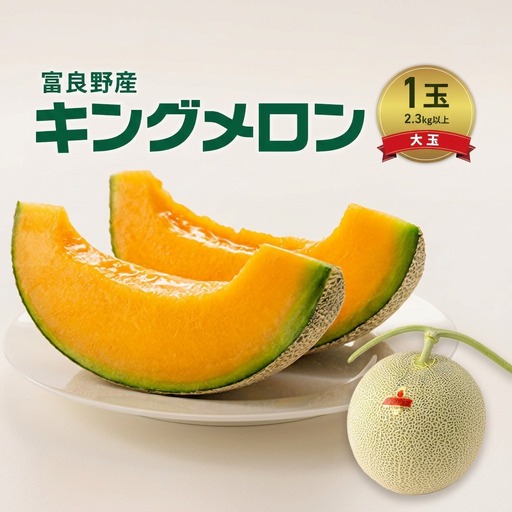 富良野産 キングメロン 大玉 1玉 特秀品(2.3kg以上) 赤肉 メロン 富良野メロン 果物 フルーツ 甘い ジューシー 新鮮 ブランドメロン 贈り物 ギフト おやつ 夏 北海道 富良野市