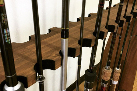 ロッドスタンド 両面19本用【本体：ライトブラウン】【フェルト：ブラック】