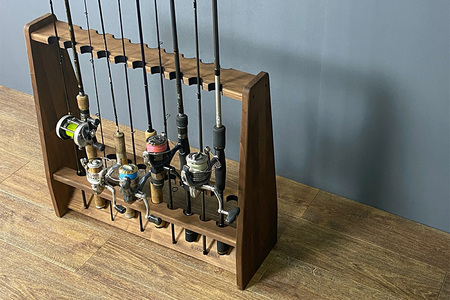 ロッドスタンド 両面19本用【本体：ライトブラウン】【フェルト：ブラック】