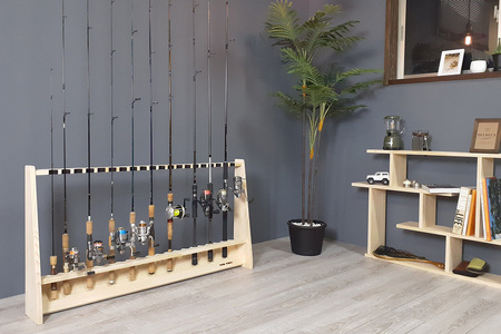 ロッドスタンド 片面20本用【本体：ブラウン】【フェルト：ブラック】