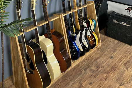 ギタースタンド エレキギター・ベース用 5本掛【本体：ライトブラウン】