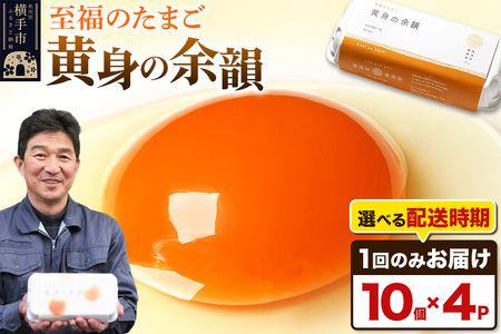 【常温発送】黄身の余韻 10個×4P【発送時期が選べる】1回のみお届け 卵 玉子 たまご 配送時期選べる 東海林養鶏場 至福のたまご 黄身の余韻 卵 玉子 タマゴ