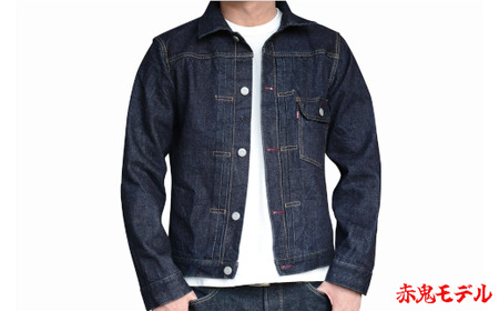 360P7603 秋田の拘りなまはげジーンズ「デニムジャケット」 赤鬼モデル 38インチ 【配送日指定不可】