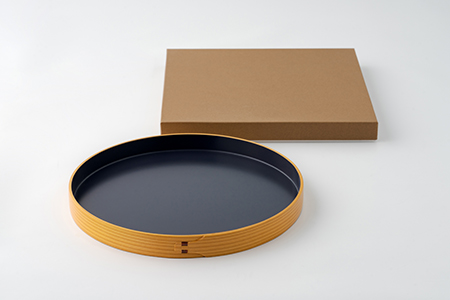 80P6008 【大館曲げわっぱ】丸盆(尺)紫紺 【配送日指定不可】