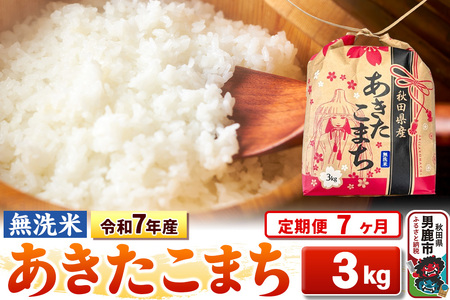 《定期便7ヶ月》令和7年産【無洗米】秋田県産 あきたこまち 3kg 秋田県 男鹿市 こまちライン