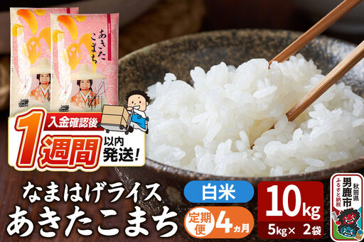 令和7年産《定期便4ヶ月》『なまはげライス』あきたこまち 白米 10kg(5kg×2袋)吉運商店 秋田県 男鹿市 精米 お米 お弁当 おにぎり