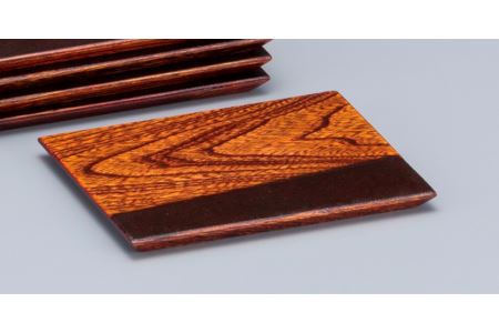 川連漆器 角銘々皿 木目布張 5枚組 漆器 漆器 【山田漆器店】[H4-5601]