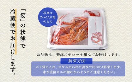 日本海沖産 紅ズワイガニ600g前後×2匹 約1.2kg/冷凍【安田水産】
