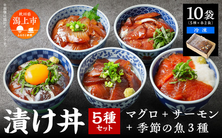 海鮮漬け丼セット 5種×2袋 60g×10袋 計600g 食べ比べ 訳アリ 訳あり 簡易包装 冷凍 海鮮丼 海鮮 マグロ サーモン タイ アジ イナダ 季節 魚 漬け 丼 魚介 簡単調理 お手軽 小分け パック 個包装 おすすめ 送料無料 【西村魚屋】