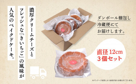 きいちごベイクドチーズケーキ 3個セット【飯田川つくし苑】