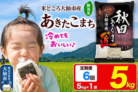《定期便6ヶ月》米【無洗米】秋田県大仙市産 あきたこまち 精米 5kg 令和7年産