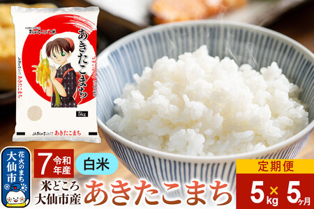 米 令和7年産《定期便5ヶ月》【白米】あきたこまち 5kg 秋田県 大仙市産