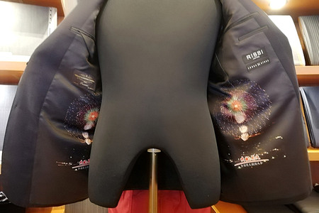 「CANONICOジャケット（大曲の花火プリント裏地）」LLサイズ［濃紺］【CROSS STAGE】