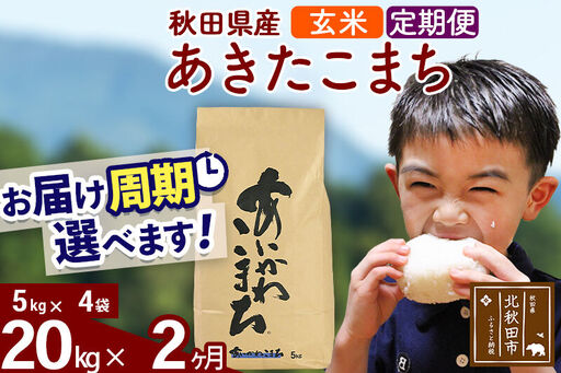 ※令和7年産※《定期便2ヶ月》秋田県産 あきたこまち 20kg【玄米】(5kg小分け袋) 2025年産 お届け時期選べる お届け周期調整可能 隔月に調整OK お米 藤岡農産