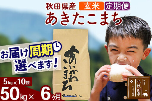 ※令和7年産※《定期便6ヶ月》秋田県産 あきたこまち 50kg【玄米】(5kg小分け袋) 2025年産 お届け時期選べる お届け周期調整可能 隔月に調整OK お米 藤岡農産