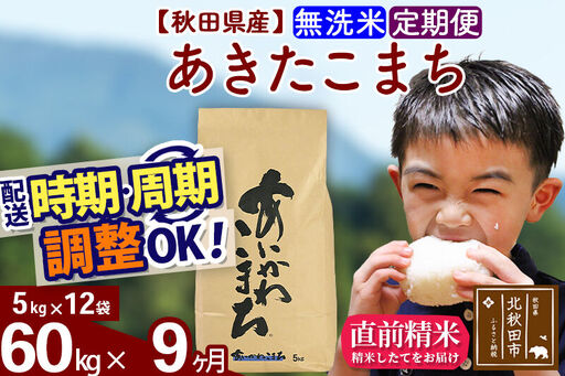 ※令和7年産※《定期便9ヶ月》秋田県産 あきたこまち 60kg【無洗米】(5kg小分け袋) 2025年産 お届け時期選べる お届け周期調整可能 隔月に調整OK お米 藤岡農産