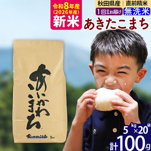 ※令和7年産※秋田県産 あきたこまち 100kg【無洗米】(5kg小分け袋) 【1回のみお届け】2025年産 お届け時期選べる お米 藤岡農産