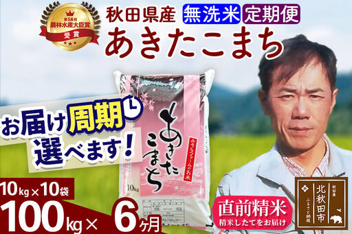 ※令和7年産※《定期便6ヶ月》秋田県産 あきたこまち 100kg【無洗米】(10kg袋) 2025年産 お届け時期選べる お届け周期調整可能 隔月に調整OK お米 みそらファーム