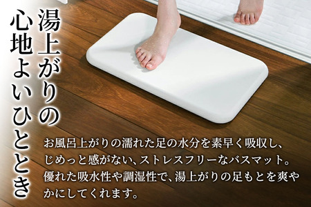 soil バスマット【ホワイト】日本製 ソイル 珪藻土 水滴 吸水 速