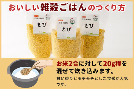 雑穀 きび 計600g（200g×3袋） 農薬不使用 無農薬 ご飯に混ぜて炊くだけ 国産 国内産