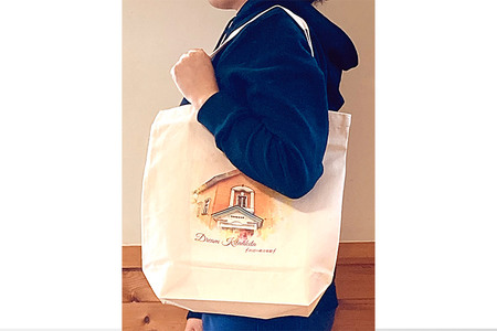 トートバッグＭ【柄：浜辺の歌音楽館】北秋田市モチーフ＜ゆうパケット＞