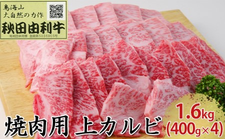 秋田由利牛 焼肉用 上カルビ 1.6kg（400g×4パック 焼き肉） バラ(カルビ) お肉 牛肉 バーベキュー