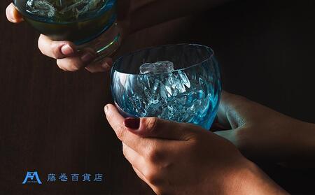 【藤巻百貨店】<深川硝子工芸>クリスタルグラス「GOKAN」OWAN WAVE ブルーとクリアのペアセット