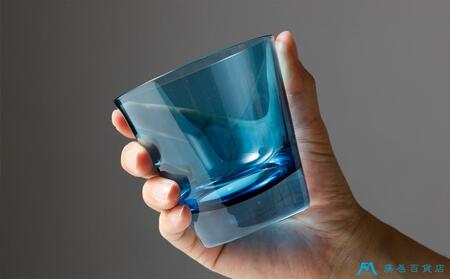 DW006【藤巻百貨店】深川硝子工芸/国産クリスタルグラス「GOKAN」Fujimaki Blue （ROCK）