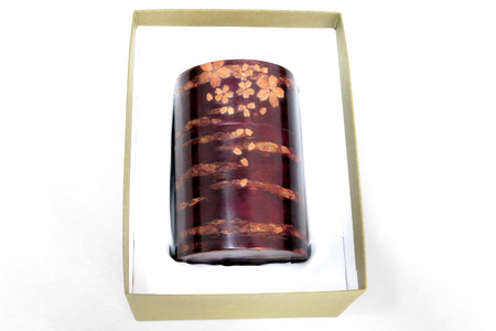 角館樺細工 総皮茶筒（大）桜 化粧箱 角館工芸協同組合