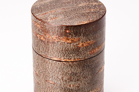 角館樺細工《冨岡商店》総皮茶筒 チラシ L 角館工芸協同組合