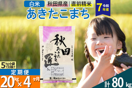 【白米】＜令和7年産＞ 《定期便4ヶ月》秋田県産 あきたこまち 20kg (5kg×4袋)×4回 20キロ お米 匠