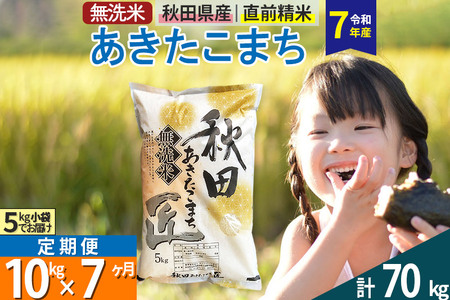 【無洗米】＜令和7年産＞《定期便7ヶ月》秋田県産 あきたこまち 10kg (5kg×2袋) ×7回 10キロ お米 匠 