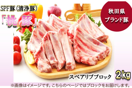 桃豚スペアリブ 2kg【ブロック】豚肉 秋田県 小坂町