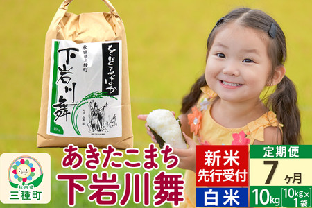《7ヶ月定期便》【白米】秋田県三種町産 あきたこまち 10kg (10kg×1袋) 令和4年産 下岩川舞 石井漠 をどるばか オリジナルラベル
