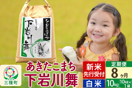 《8ヶ月定期便》【白米】秋田県三種町産 あきたこまち 10kg (10kg×1袋) 令和4年産 下岩川舞 石井漠 をどるばか オリジナルラベル