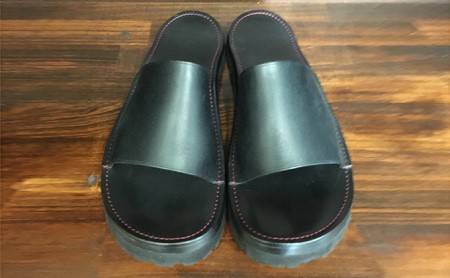 レザーサンダル（ブラック）サイズ6（24～24.5cm）【キャッスルファイブレザーアート】 ファッション 靴 シューズ 牛革