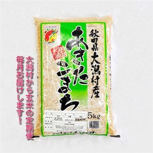 2022年12月発送開始『定期便』【玄米】大潟村産の美味しい「あきたこまち5kg」全8回【5074530】