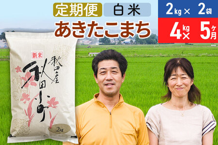《定期便5ヶ月》令和7年産 あきたこまち特別栽培米4kg(2kg×2袋)×5回 計20kg【白米】秋田県産あきたこまち 5か月 5ヵ月 5カ月 5ケ月 秋田こまち お米 秋田