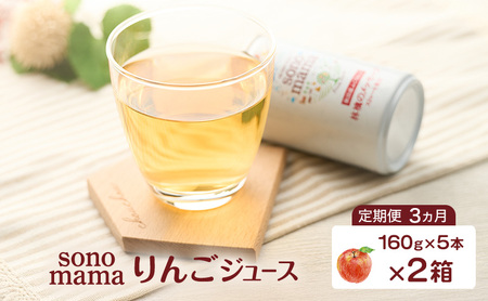 《 定期便 3ヵ月 》 りんごジュース「sonomama」（160g×5本）×2箱 りんご リンゴ ジュース リンゴジュース 飲料